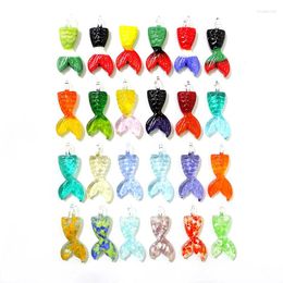 Figurines décoratives 6 pièces coloré mode mignon dégradé queue de sirène charme pendentif en verre bricolage filles bijoux pour collier boucle d'oreille fabrication