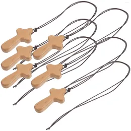 Decoratieve beeldjes 6 stuks kruis hanger ketting houten auto achteruitkijkspiegel hangend ornament