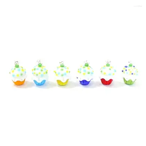 Figurines décoratives 6pcs mignon gâteaux miniatures charmes en verre pendent minuscule beaux bonbons ornements mode bricolage femelle bijoux de bijoux