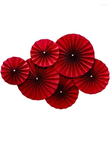 Figurines décoratives 6pcs / pack Papier à couche unique Fan Fleur Fleur mariage Origami Birthday Party Supplies Home Decoration