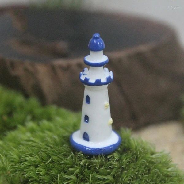 Figurines décoratives 6 pièces/ensemble tour de phare en plastique Mini fée jardin Miniatures Gnomes bricolage bonsaï/terrariums/plantes succulentes/Micro mousse