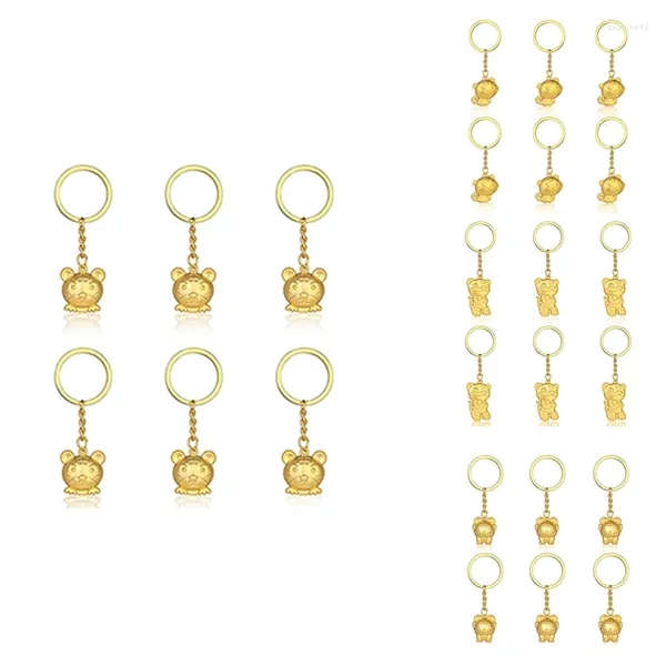 Figurines décoratives 6 pièces, porte-clés tigre, pendentif en or de l'année 2024, cadeau chinois, bénédiction du zodiaque, ornement Souvenir