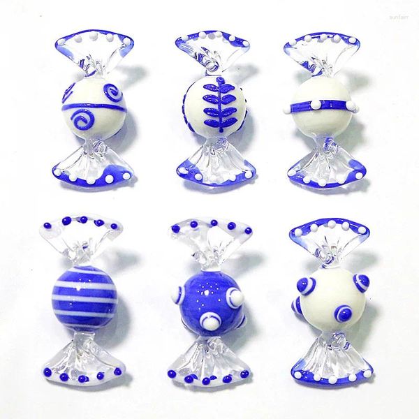 Figurines décoratives 6pcs vintage bleu murano verre sweets bonbons mariage Noël fraîcheur de style frais décorations de Noël