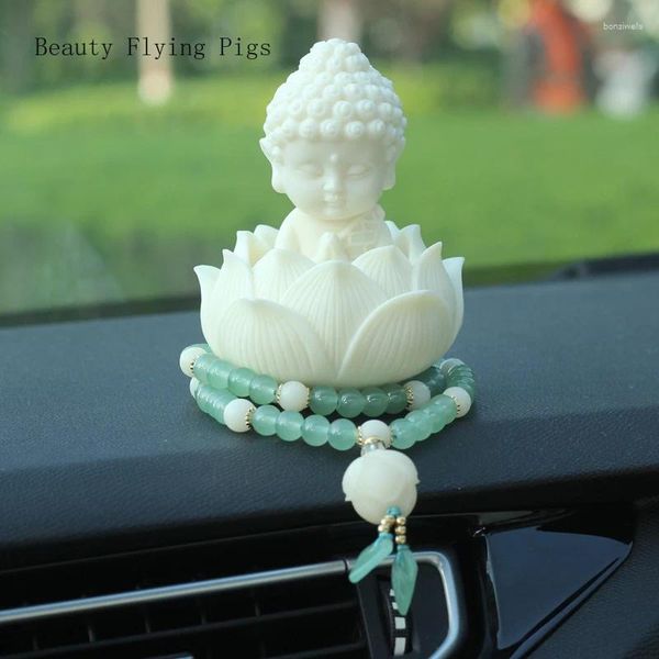 Figuras decorativas 7.5x9.8cm creativo creativo de alta gama Little Buddha Lotus Car Control interior Accesorios lindos