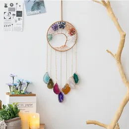 Decoratieve beeldjes 7 Chakra kleurrijke boom des levensdroom vangers genezende agaat natuurlijke kristallen stenen catcher muur decor voor slaapkamer idee