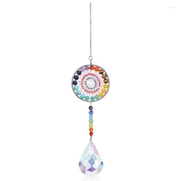 Figurines décoratives 7 Chakra Crystal Suncatcher Crystals Round Crystals Pendant Prime Prism Drop Catchers Sun for Windows Home Garden Decor