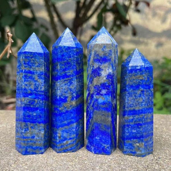 Figurines décoratives 70-90 MM cristal naturel Lapis Lazuli pierre tour bleu Rare gemme pour la décoration intérieure minerai de guérison