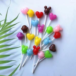 Decoratieve Beeldjes 7 st 3D Lollipop Grote Snoep Nep Zoete Suiker Kunstmatige Voedsel Miniatuur Ornament Decoratie Home Decor DIY Accessoires