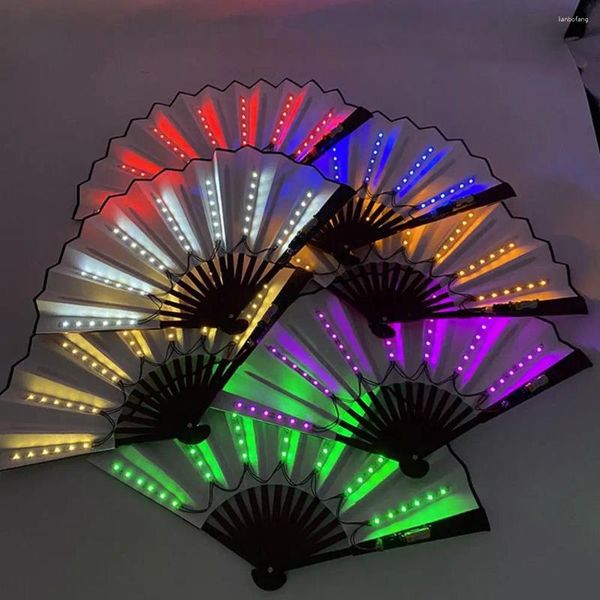 Figurines décoratives 8 pouces ventilateur LED Handheld avec une charnière forte pliable pour KTV Bar Club Decoration Night Glowing Prop Night