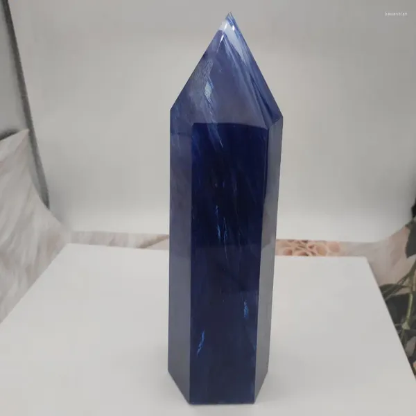 Figurines décoratives 800-1000g 1pcs Blue Melting Stone Quartz Obelisk Crystal Wand Point Reiki Guérison