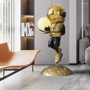 Figurines décoratives d'astronaute 80cm, grande Sculpture de décoration en résine, éclairage de maison, cadeau de maison créatif