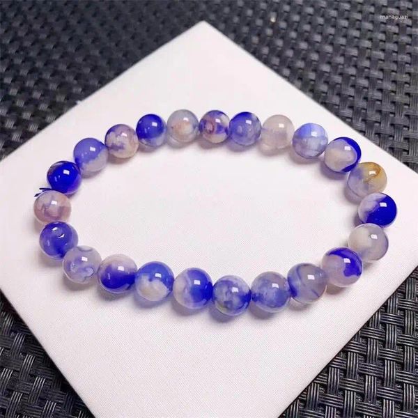 Figurines décoratives 8 mm Blue Blue Bracelet Bracelet Fashion Fashion Round Stone Elegant Healing Stron Bangles Gift de bracelet 1PCS