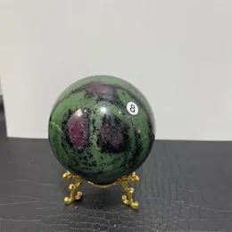 Figurines décoratives 9cm Natural Ruby Zoisite Sphere Epidote Quartz Crystal Stone Ball