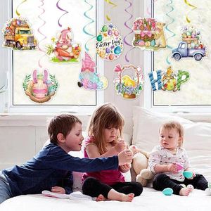 Figurines décoratives 9pcs Pâques Hang Swirls Décorations pour jardin Nid Faux Oeufs Diy Craft Kids Gift School Lieu de travail