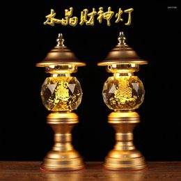 Figurines décoratives Une paire 2 pièces bouddhisme haute qualité maison Temple sanctuaire culte apporter de la richesse argent bonne chance Bouddha Dieu de la lampe