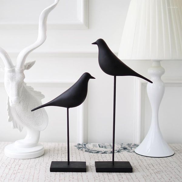 Figurines décoratives d'un oiseau noir américain, décoration artistique en résine, décoration d'ameublement de maison, sculpture du salon