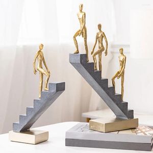 Decoratieve beeldjes Abstract Ga de trap op Denker Sculptuur Modern beeldje Standbeeld voor thuiskantoor Tafel Decor Ornament