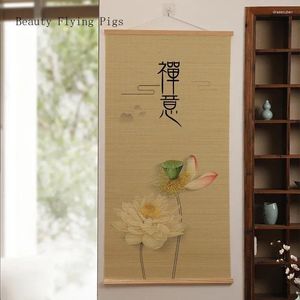 Figurines décoratives accepter le style de style personnalisation peinture peinture salon bambou stoeurs stores de soleil filtrage de lumière rétro