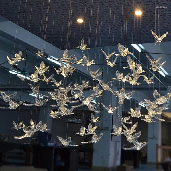 Figurines décoratives acryliques Transparent Bird Crystal Pendant Décoration Home Party Wedding Stage