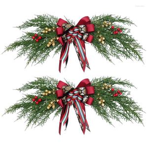 Decoratieve beeldjes AFBC 2x Greenery Swag Artificial Pteris Multifida Poir krans voor deur bruiloftsfeestspiegel tafelbladstoel Kerstmis Kerstmis