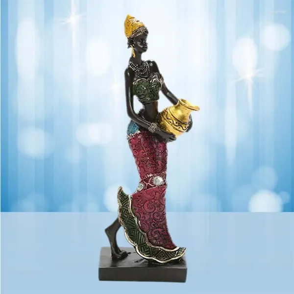 Figurines décoratives Figurine Africaine Femmes Figure Tribal Lady Statue Sculpture Pièce d'art de Collection Décoration pour Bureau à Domicile Meuble TV