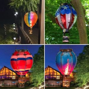 Lanterne solaire en forme de ballon à Air, Figurines décoratives, avec effet de flamme simulé, lumières imperméables, lanternes d'extérieur