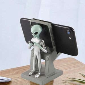Decoratieve beeldjes Alien telefoonhouder Stand mobiele tablet Desktopondersteuning Decoratie ornament voor het kijken naar tv