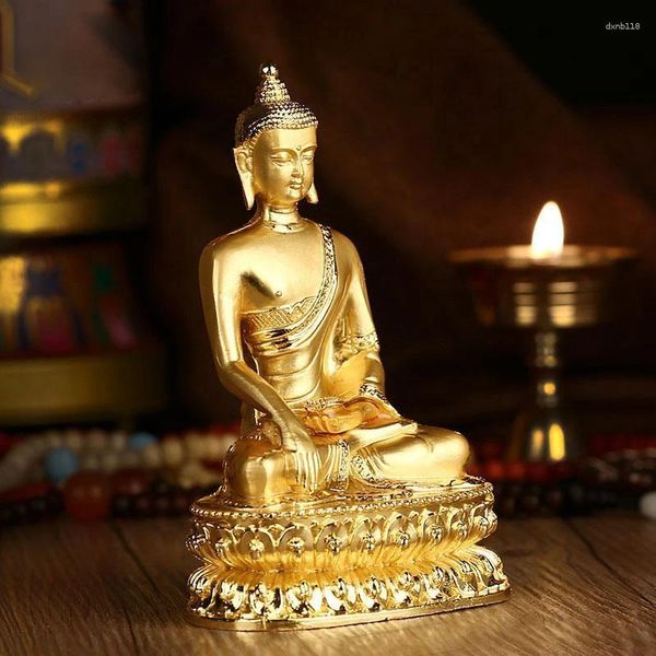 Figuritas decorativas, estatua de Buda de aleación de Shakyamuni, decoración del hogar, sala de estar, estudio, decoración, regalo, pequeña escultura, 1 ud.