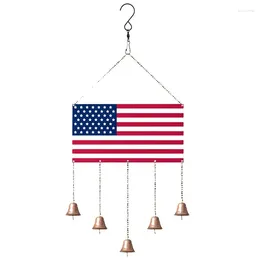 Figurines décoratives American Wind Chime Europe et hang carillades avec 5 cloches Signe de mur de drapeau pour Americana Independence Day