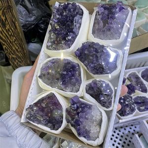 Figurines décoratives Amethyst Cluster Crystal Natural Crystal Stone Flower Energy Healing Mineral Rock Home Decor