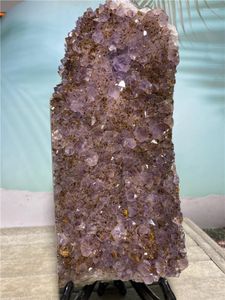 Decoratieve beeldjes Amethist Rutile Natuurlijke stenen Crystal Healing Gem Mineralen voor sieraden Wicca Geode Spirituele Druzy Specimen Esthetic