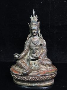 Figurines décoratives Ancienne Chinoise Seiko Bouddhisme Tibétain Bronze Lotus Cacahuète Maître Bouddha Tantrique La Statue Est Exquise Et Épaisse