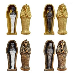 Figurines décoratives Ancient Egyptian Pharaon Maman Ornements avec Figurine Cercin résine Craft Decor modèle miniature Collectible