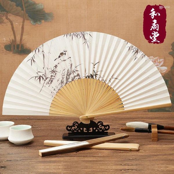 Figurines décoratives | Et salle des fans 7 pouces à l'étranger, vent chinois, papier vierge pliable en bambou, cadeau pour Fans Xiang féminins en cours