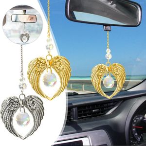 Figurines décoratines Angel Wing Suncatcher Heart Crystal Car Pendentif suspendu Ornement Bijoux Cédar Garland