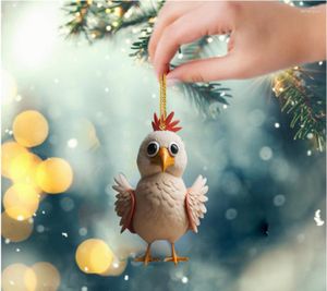 Figurines Decoratives Animal Chicken Rooster Series Tree Pendante Pending Acrylique Ornement 2023 Mascotte de Noël fabriquée en Chine