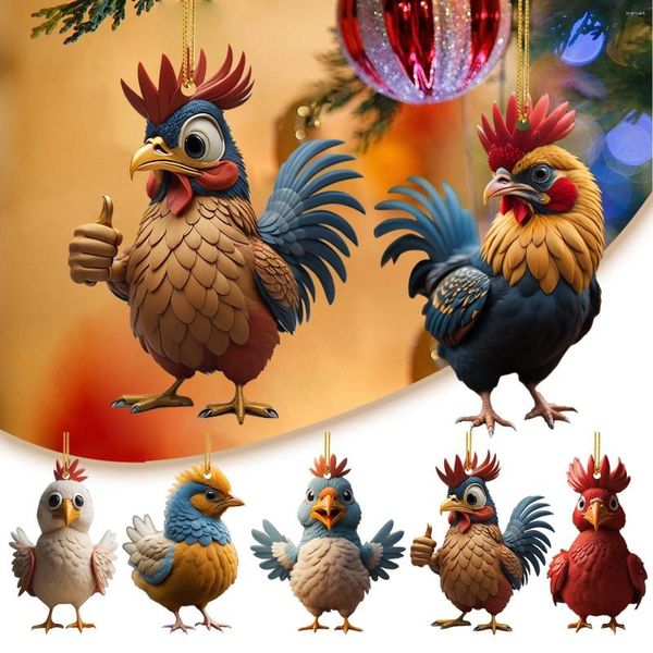 Figurines décoratives Animal Chicken Rooster Series Tree Pendante Acrylique Ornement Roment Accessoires intérieurs Décor de mur pour jardin pour la maison