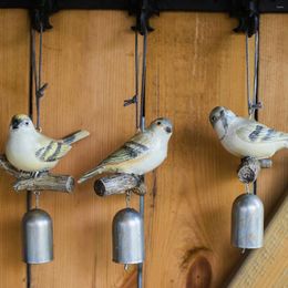 Figurines décoratives carillons éoliens animaux oiseau résine suspendus cloche en métal décor pour la maison chambre d'enfants extérieur rustique cour décoration nordique