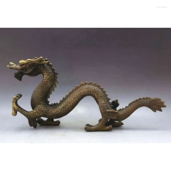 Figurines décoratives Bronze Bouddha Dragon Statue Feng Shui Sculpture réaliste