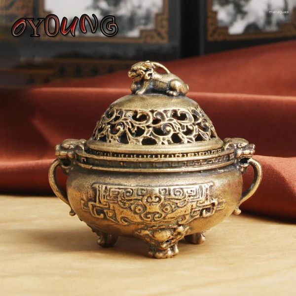 Figuras decorativas Cobre de bronce antiguo Pixiu Incienso quemador Dongzhong Censador Censador Creativo Buddha Fashion Fashion Home Decle