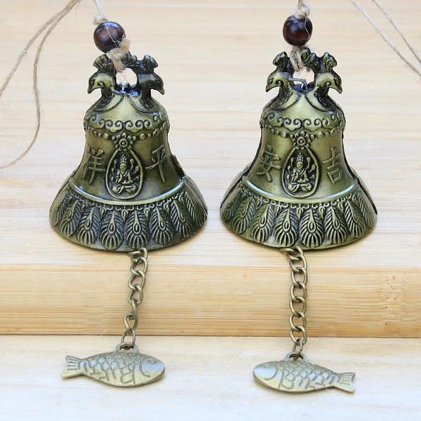 Figurines décoratives Antique Bronze Metal Wind Chime Pendentif Bénédiction Bonne chance Fortune Artisanat Créative Home Door Fenêtre