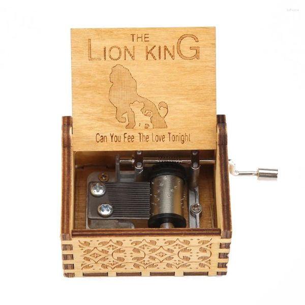Figurines décoratives Boîte de musique King Lion King Antique Hands Grandes Cadeaux de Noël musicaux en bois