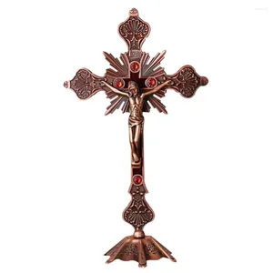 Figurines décoratives antique catholique autel autel debout crucifix croix de l'église décoration