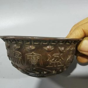 Figuras decorativas colección antigua Cornucopia Feng Shui adorno de la suerte cuenco de bronce Retro Accesorios de decoración de escritorio para el hogar