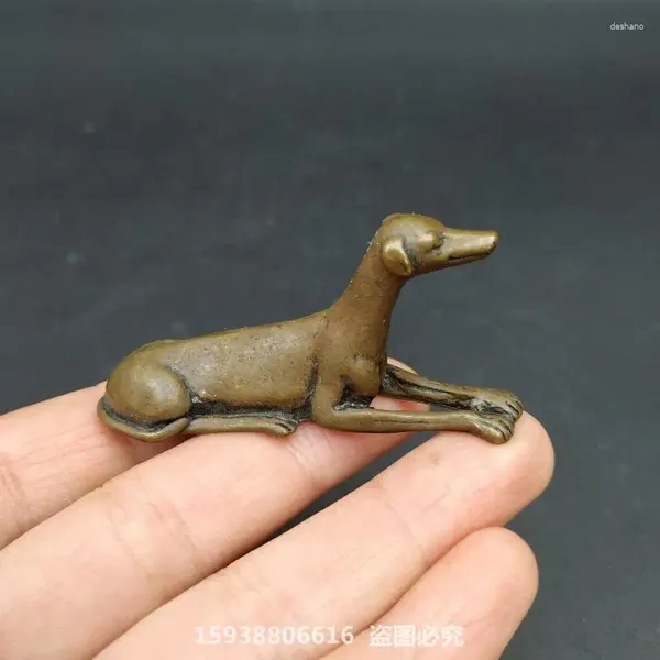 Figuras decorativas colección antigua Dog de latón sólido Cobre de cobre Joyería Zodiac