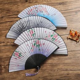 Decoratieve Beeldjes Antieke Opvouwbare Fan Chinese StyleFan Zomer Vrouwelijke Dans Draagbare Elegent Bloem Hand Held