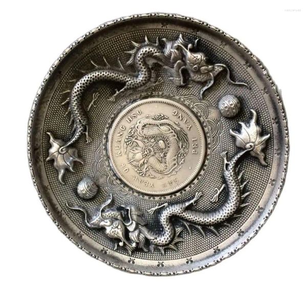 Figurines décoratives Période de guangxu antique dans l'ancienne plaque de motif de dragon de Chine
