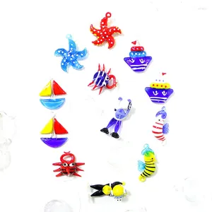 Figurines décortines décor d'aquarium balle de bulle en verre flottant avec mini-mer animal mignon de crabe de voilier étoile de mer