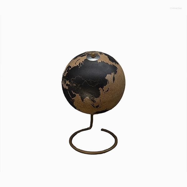 Figurines décoratives Aqumotic Cork Map Globe Bark Message Board 3d Travel Ball Wine Coole Good Earth avec graphique aiguille Bulletin