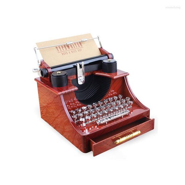 Figuras decorativas Aqumotic Imitación Máquina de escribir Caja de música Fonógrafo Objeto antiguo Vantage Teléfono fijo Regalo para niños Adorno de plástico